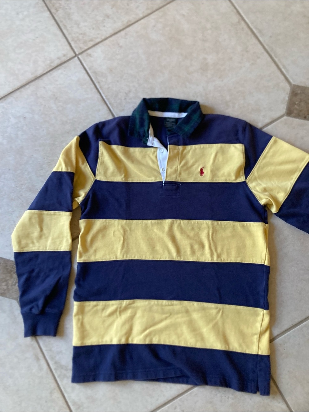Ralph Lauren Navy & Yellow Striped Rugby Shirt